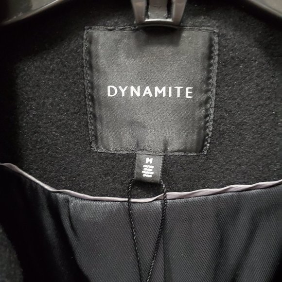Dynamite Kensington Single-Breasted Black Polyester Melton Coat - Picture 3 of 7